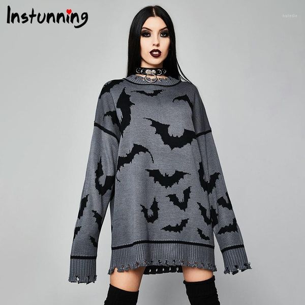 

instunning gothic sweaters women long sleeve o-neck casual loose streetwear print harajuku punk autumn winter sweaters 20201, White;black