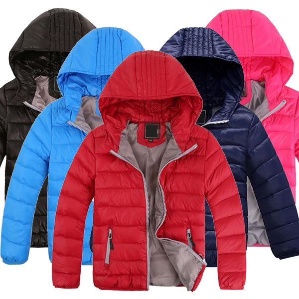 

kids down coats for boys autumn hooded children down jackets for girls candy color warm 4-12 years outerwear clothes lj201128, Blue;gray