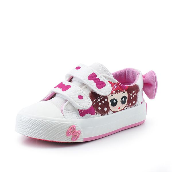 

kids baby loafer with hand-painted canvas shoes for girls, Black;red