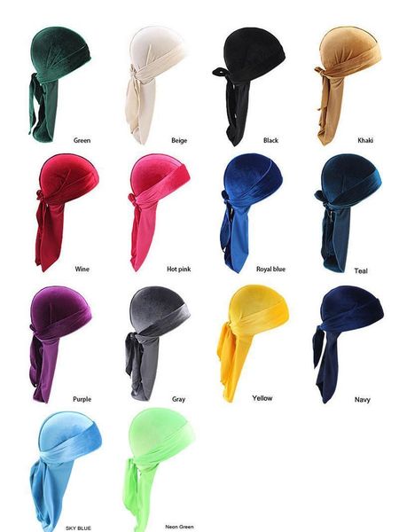 

14 style velvet durags bandana turban hat pirate caps wigs doo durag biker headwear headband pirate hat hair wmtzif bdegarden, Blue;gray