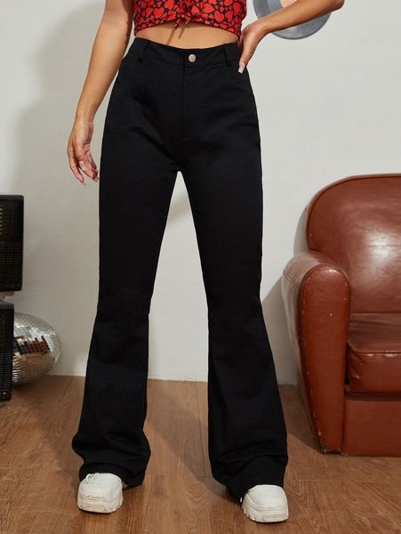 

high waist flare leg pants z1iy#, Black;white