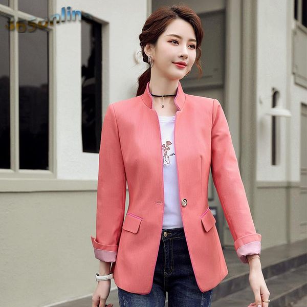 

new styles autumn winter formal blazers jackets coat for office ladies elegant pink female blazer blaser outwear clothes, White;black
