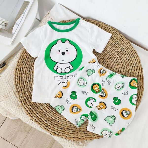 

summer bamboo fiber pajamas nqz003 net baby red short sve underwear set two children's wear aynl, Blue;red