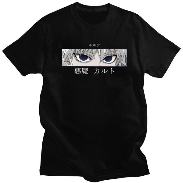 

классические га hunter x hunter mens soft killua zoldyck devil eye tee tops короткого рукав повседневной tshirt подарки толстовка с капюшоно