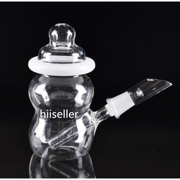 6.3 inç Küçük Bong Nargile Geri Dönüştürücü Dab Rigs Bebek Şişe Cam Duman Borusu Cam Bubbler ile 14mm Bowl