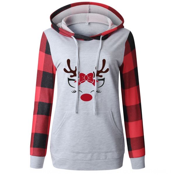 

2020 женская одежда осень зима капюшоном рождество напечатанный шнурок 2020 женская одежда осень зима длинным рукавом с капюшоном свитер chr, Black