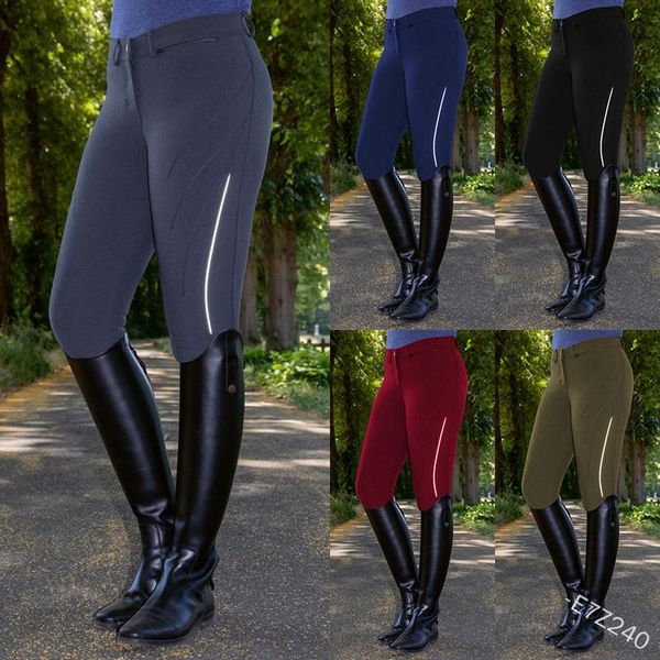 

wepbel women mid-waist leggings riding sports women's casual pants solid color fashion new summer, Black