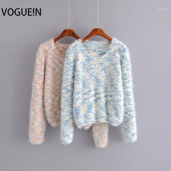 

voguein new womens fall/winter soft warm pink/blue o-neck long sleeve sweater wholesale1, White;black
