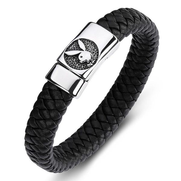 

bracelet play man's leather titanium steel punk boy magnet buckle stainlesssteel personality snapbutton men skellington, Golden;silver