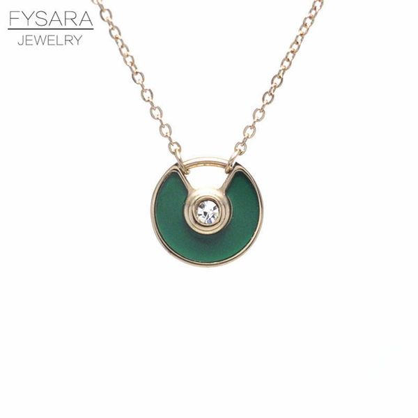 

fysara ожерелье нержавеющей стали 316l круглый белый черный shell шарм блюдце подвеска wiht cz циркон любовь ожерелье женщина qylnba, Silver