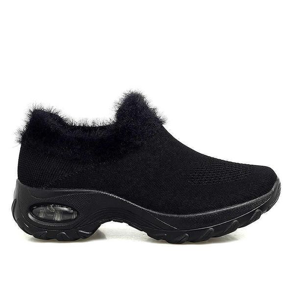 

plush thicken winter velvet boots women warm wedges ankle boots fur ladies snow botas mujer size 35-42 2020 new, Black