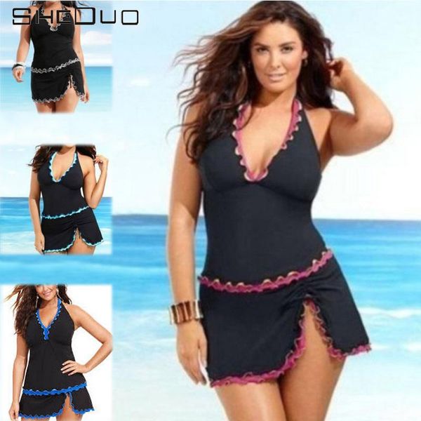 

woman swimsuit plus size halter swimwear dress women push up set swimsuit skirt beachwear swimwear 2020 bathing suit tankini1, White;black