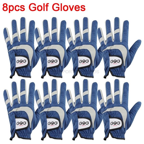 

8pcs golf men right blue gog soft fabric breathabal gloves wear on left hand sports glove brand new ing, Blue;gray