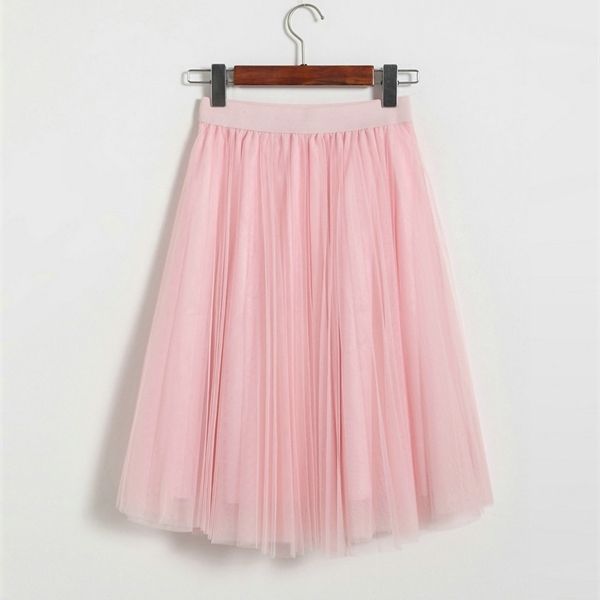 

tulle skirts womens black gray white tulle skirt elastic high waist pleated midi skirt 2021 y1214