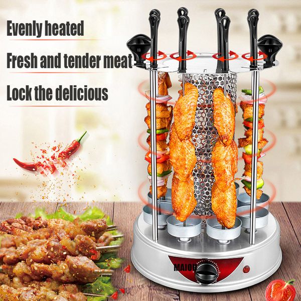 Forno elétrico Automático espeto rotativo sem fumo churrasqueira churrasco churrasco máquina kebab máquina rotisserie assado aquecimento doméstico fogão eu
