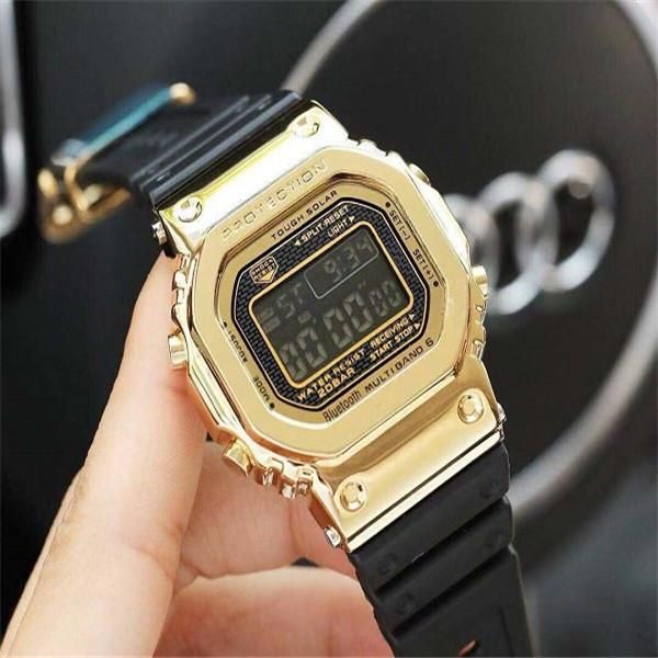 

casual fashion led digital watch iced out watch square men's electronic watch waterproof and shockproof, Slivery;brown
