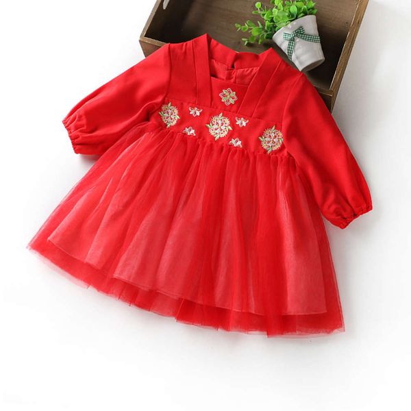 

ba zhang autumn new ancient costume hanfu baby girl's first year chine drs princs skirt 6802, Red;yellow