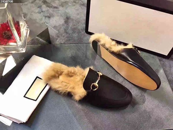 

le loafers princetown fu slippers ss european hair really stand half wool horsebit the horsebit scuffs, Black