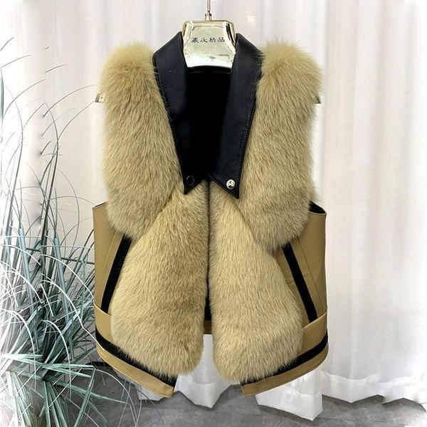 

2020 new style whole hide fur vest female haining autumn and winter short fur vest sheepskin1, Black