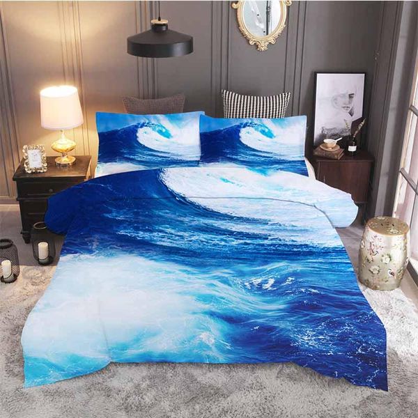

natural scenery ocean wave duvet cover set include quilt cover pillowcase printed single double bedspread bed bedding sets