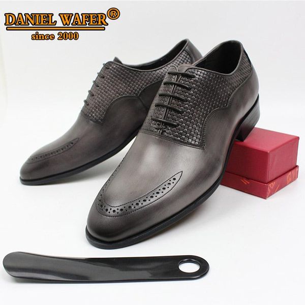 

men leather shoes italian handmade formal shoes men lace up pointed toe office work wedding oxford for, Black