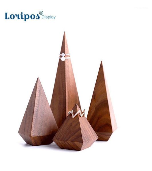 

conical wood block ring holder finger wooden table ring display stand jewelry rack home ornaments art rack stand holder1