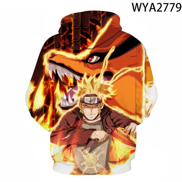 

sweatshirt new women's and naruto sleeve hoodie 3d men's kids 2020 pullover street fashion hip-hop long printed coat exemh, Black