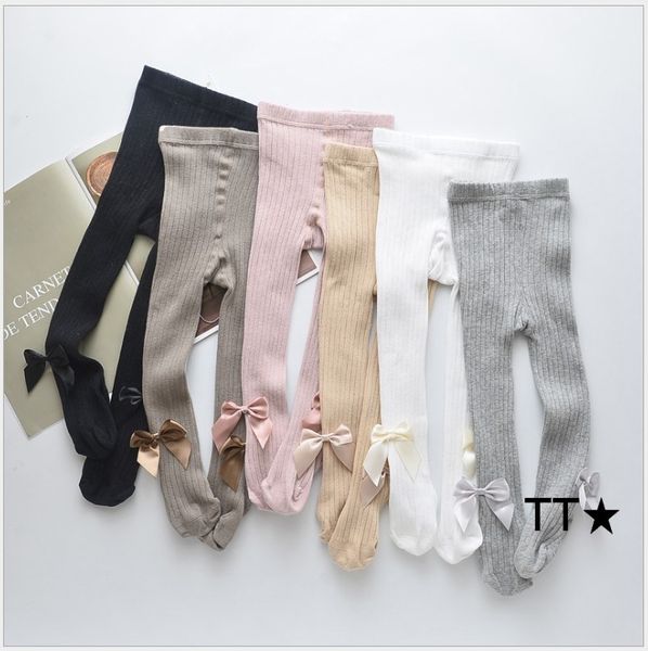 Primavera e Outono meninas Leggings calças Meias Baby Girl meia-calça com bowknot Crianças algodão branco quente Longa Dança Meias 6 cores