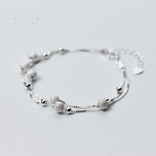 

0vebp silver silver female korean ball double-layer size s0240 h jewelry fashion s925 s925 female size ball bracelet bracelet double-layer k, Golden;silver