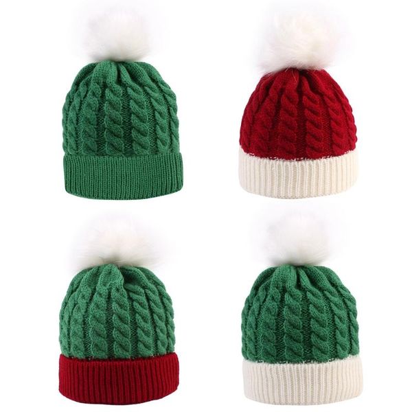 

infant kids baby christmas pompom beanie hat chunky cable knit cuffed skull cap q0ke, Blue;gray