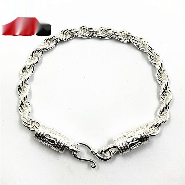 

yvqqf silver plated twist braided men's chain personality trendy men's rope coarse bracelet bracelet old hand jewelry weeim, Golden;silver