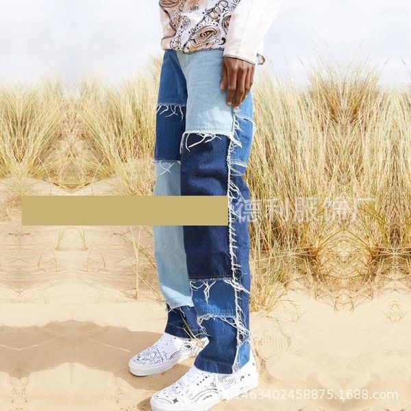 

zacv jeans trousers men stylish for jeans jogger fashion elastic black denim waist pencil biker jean pants, Blue