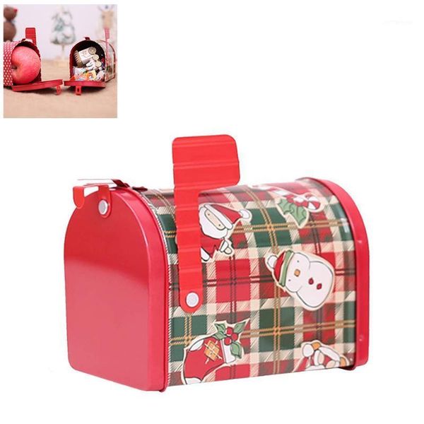 

gift wrap christmas decor mailbox shape candy iron box santa claus snowman printed sealed jar packing boxes home decoration1