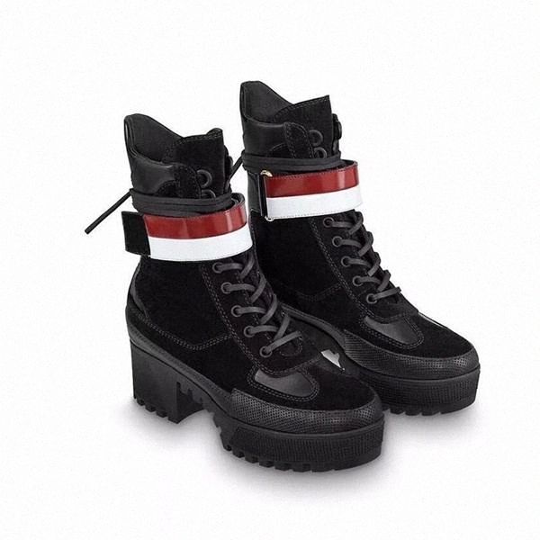 

world tour desert boot women boots platform boot spaceship ankle boots 5cm heel flamingos medal martin boots heavy duty soles with box h4fg#, Black