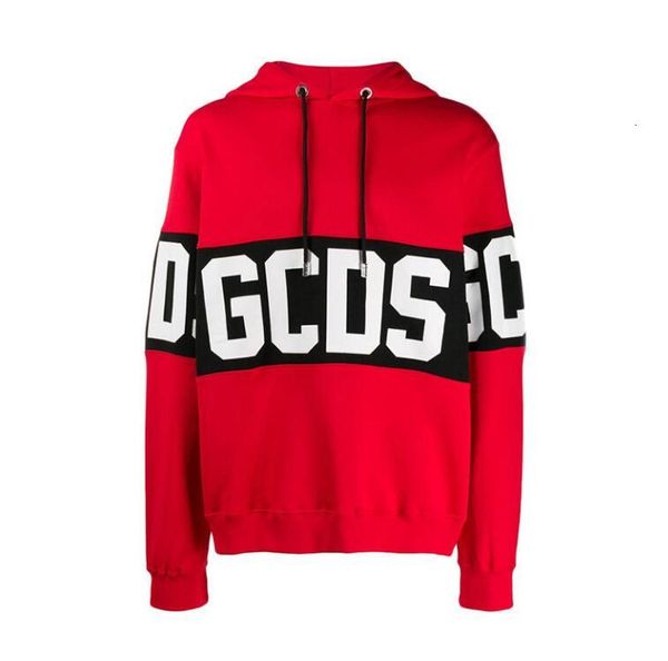

gcds fashion men women casual red letter logo pure cotton hoodie, Black