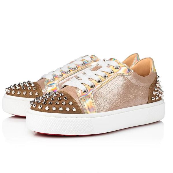 

original box] brands designer vieirissima spikes red bottom sneakers plafrom trainer shoes loubi women's casual flat -- dress party we, Black