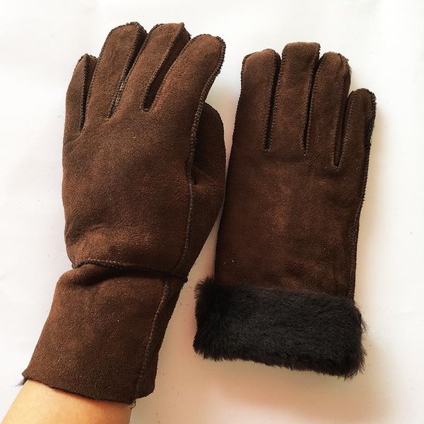 

winter gloves women leather for lady thermal warm mittens genuine sheep fur snow real wool hand warmer girls gloves, Blue;gray