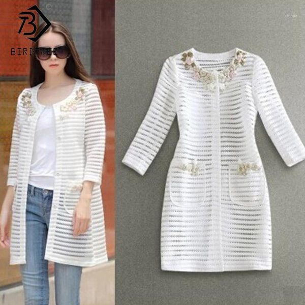 

2018 autumn women's long coats fashion long sleeve beaded hollow out embroidery striped ladies clothing c89341l1, Black;brown