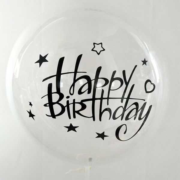 

1pc 20inch transparent with sticker happy balloons helium balloon wedding birthday party decoration supplies