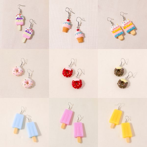 

13 styles of donuts dangle earrings fashion designer charm sweet cute summer series creative simulation ice cream hanging earings, Golden