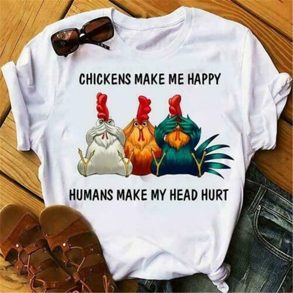 

chickens make me happy human make my head hurt ladies t-shirt cotton s-3xl new trends tee shirt sport hooded sweatshirt hoodie