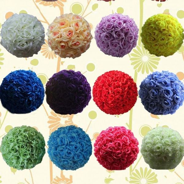 

10 pcs lot elegant wedding decorative kissing balls 25cm artificial silk rose flower ball for festival celebration decorations1