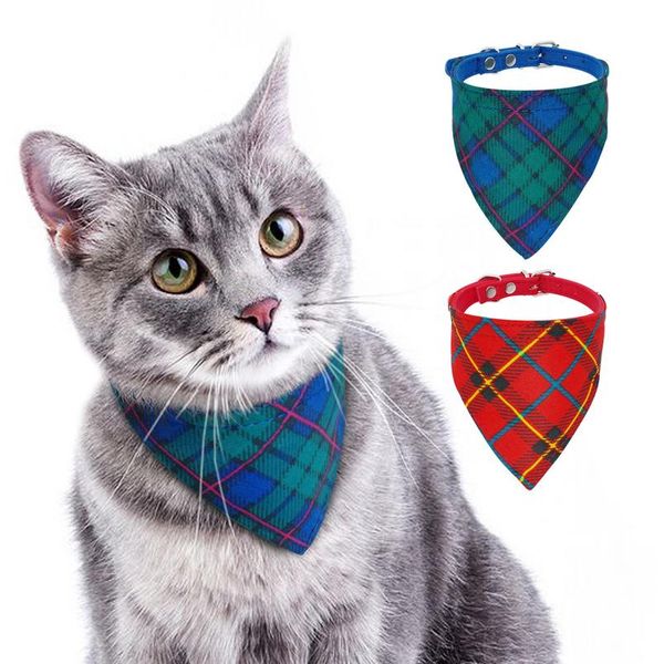 

dog cat bandana collar plaid pet accessories puppy scarf neckerchief collars adjustable for small dogs cats kitten chihu wmtuht