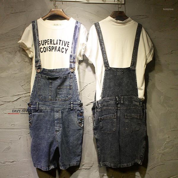 

xxl 2020 denim shorts male bib pants denim shorts suspenders lovers vintage jeans1, Blue
