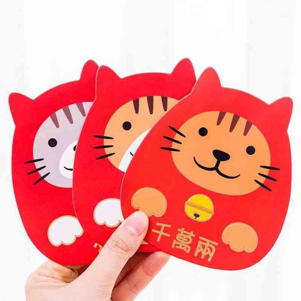 

5 pcs kawaii japan lucky cat design red packet 2019 chinese red bag new year envelope stationery1