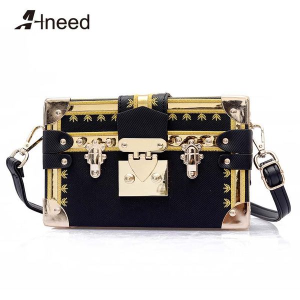 

alneed clutches women handbag crossbody bags metal rivet famous design box bag purse women shoulder bags totes