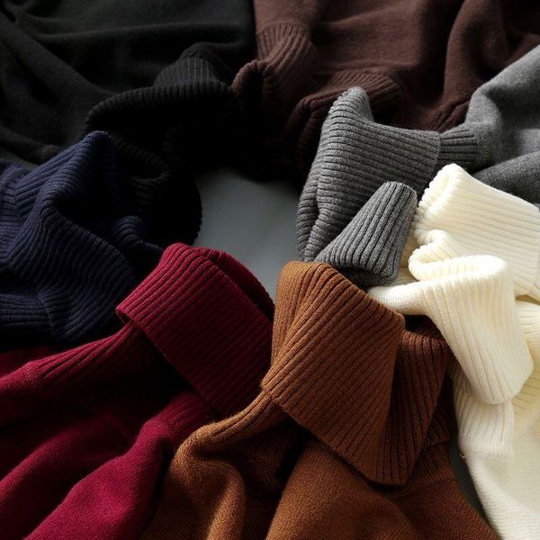 

autumn winter foldable turtleneck sweater fire men's clothes velvet padded pullover long sleeve solid knitted christmas top, White;black