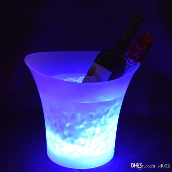 

led light ice buckets color changing 5l round plastic waterproof beer bucket fashion bar night party luminous cooler decororations 45kf zz
