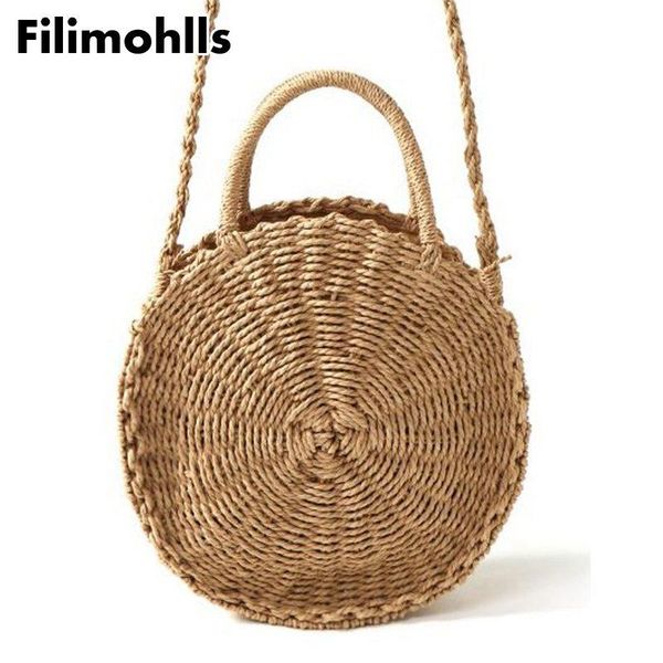 

урожай ретро соломы rope вязаная сумка lady fresh paper bag summer beach tote ручной работы ротанг woven круглый сумки f-300