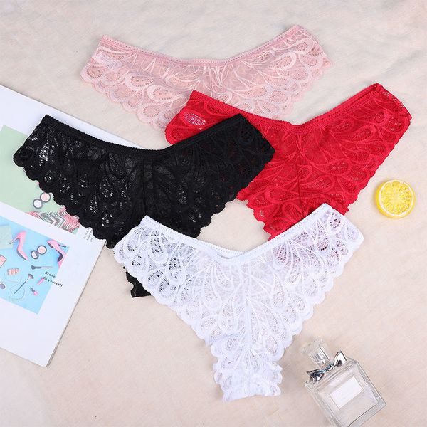 

woman underwear lace thongs string fashion cozy lingerie briefs breathable female g-string women's transparent panties, Black;pink